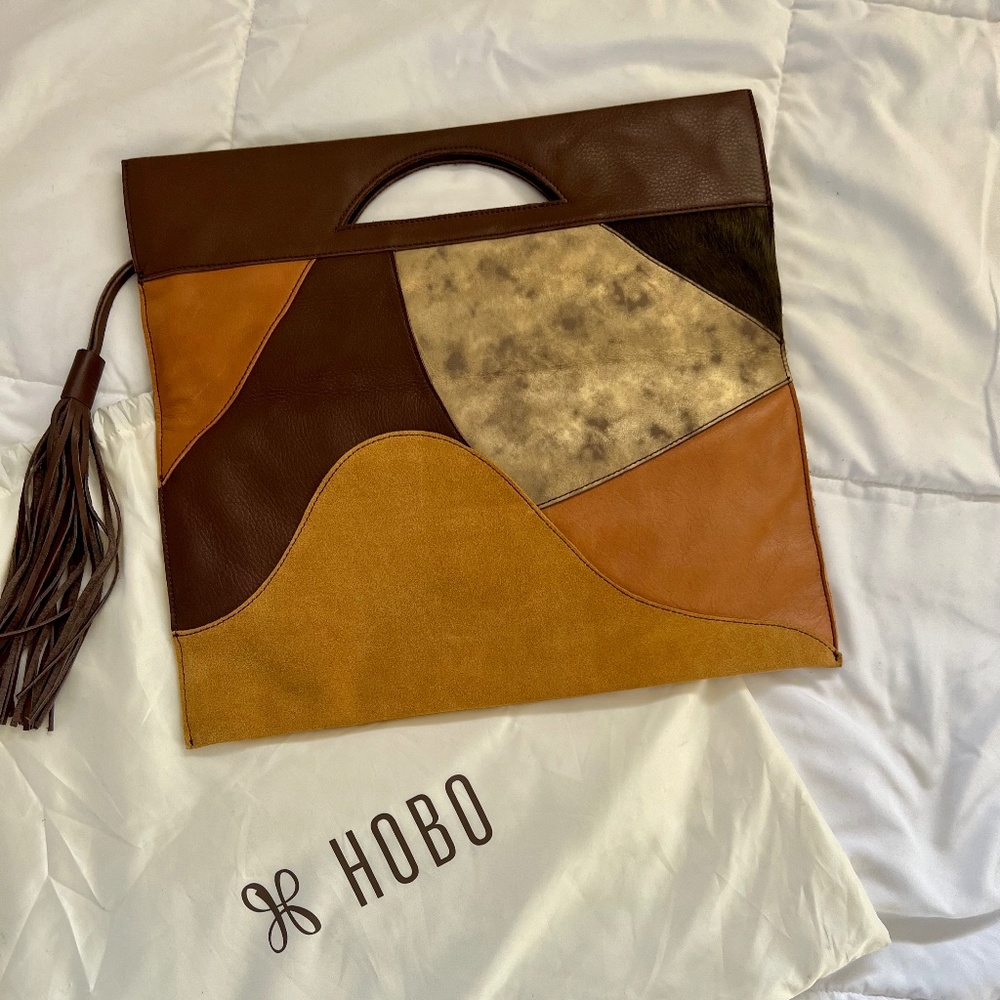 HOBO Leather Patchwork Convertible Clutch Purse